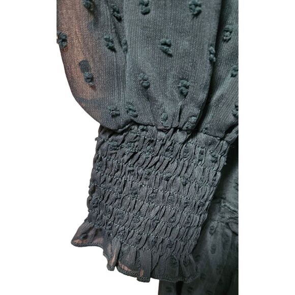 NWOT Women's Emrald Green Layered Clip Dot Ruffle Midi Dress👗 - Picture 8 of 14